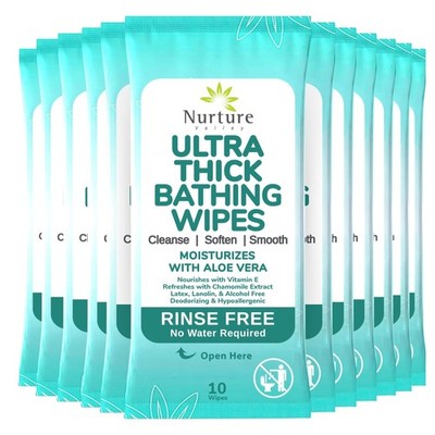 Nurture XL Ultra Thick Body Wipes for Adults w/Aloe | 120 Extra Large Disposa...