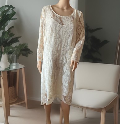 Deluxe Guido Maria Kretschmer by Heine Creme Elegante Kleid Größe 46 HEINE