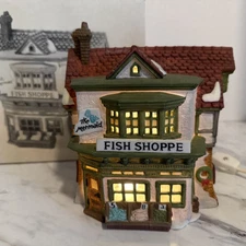 Dept 56 Dickens Village Series The Mermaid Fish Shoppe #59269 1988 Vintage