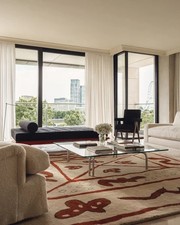 Alfombra de lana beige con nudos nórdicos para jardín Eagle Hodges alfombra roja para habitación