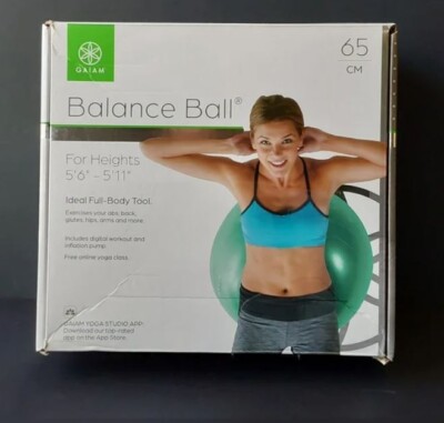 Gaiam Total Body Balance Ball 65cm Height 5'6'' - 5'11  Workout & Air Pump