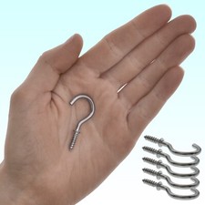 SCREW HOOKS x 5 Small 1" Galvanised Zinc Hanger Hanging Wall Outdoor HEAVY DUTY
