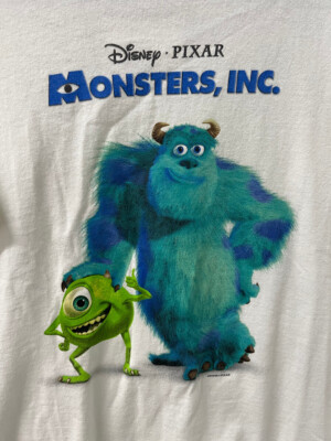 Vintage 2001 Disney Pixar Monsters Inc. White Movie Promo T-Shirt