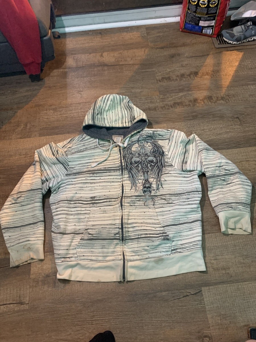 No Boundaries AOP Skull Cross Hoodie Sweatshirt XL Y2K