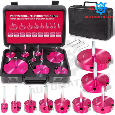 Complete Plastic Reamer Set PVC Pipe Fitting Reamer Kit Standard 1/2'' Drills 9Pc