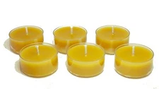 100% Pure Raw Beeswax Tea Lights Candles Organic Hand Made (Pack of 6)