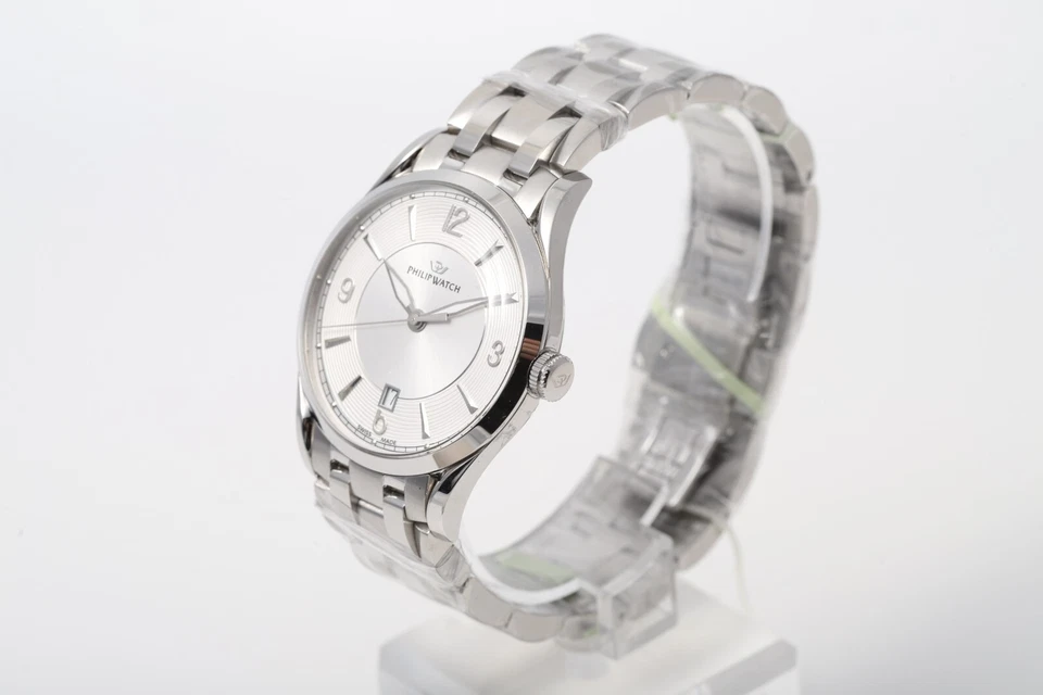 Reloj para hombre Philip Watch 39 mm fecha esfera blanca fecha acero inoxidable Foto 3 de 4