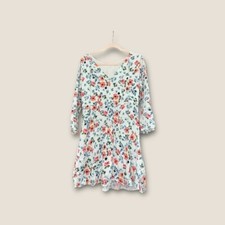 Loft A-Line Bell Open Back Dress blue floral Size 6