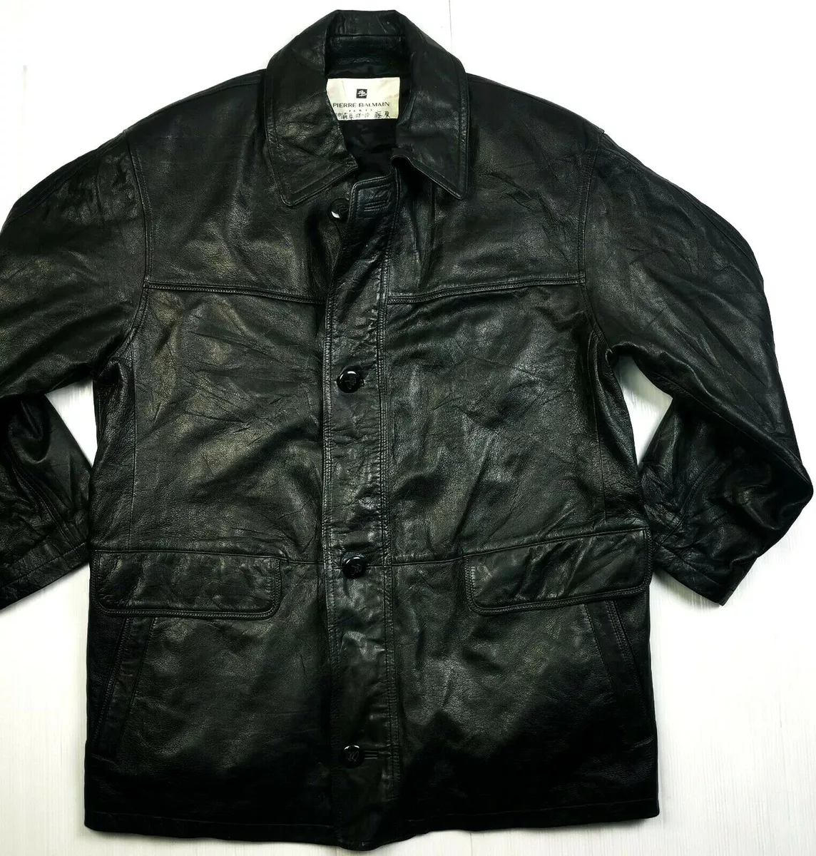 HOT VINTAGE JAPAN Men PIERRE @ 4 BLACK LEATHER BLAZER JACKET L eBay