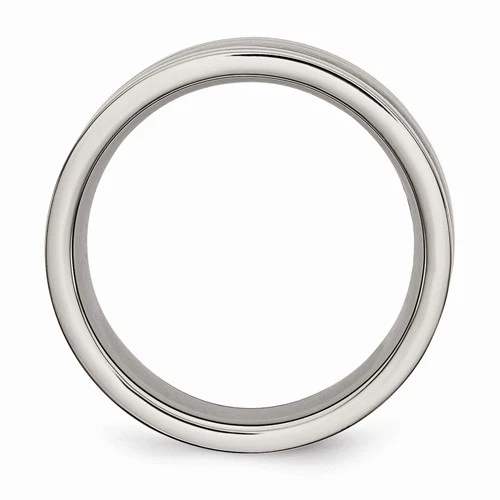 ANILLO BANDA PLANA FIBRA CARBONO NEGRO TITANIO PULIDO 8MM - TALLA 8.5 Foto 3 de 4