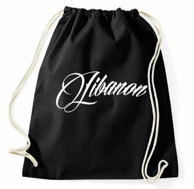 Libanon Turnbeutel Lebanon Flagge Schrift Sportbeutel Jutebeutel Rucksack Fahne