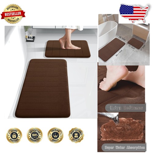 Comfortable Thick Memory Foam Bathroom Mats - Machine Washable & Water Absorbent