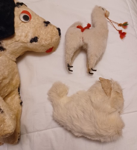 4 Antique Cuddle Toys Plush Dalmation Dog, Alpaca, Cat, Blue Dog- needing Doctor - 第 6/21 張圖片