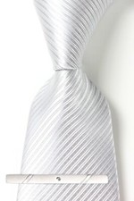 New Classic Solid Striped Silver JACQUARD WOVEN 100 Silk Men's Necktie Tie