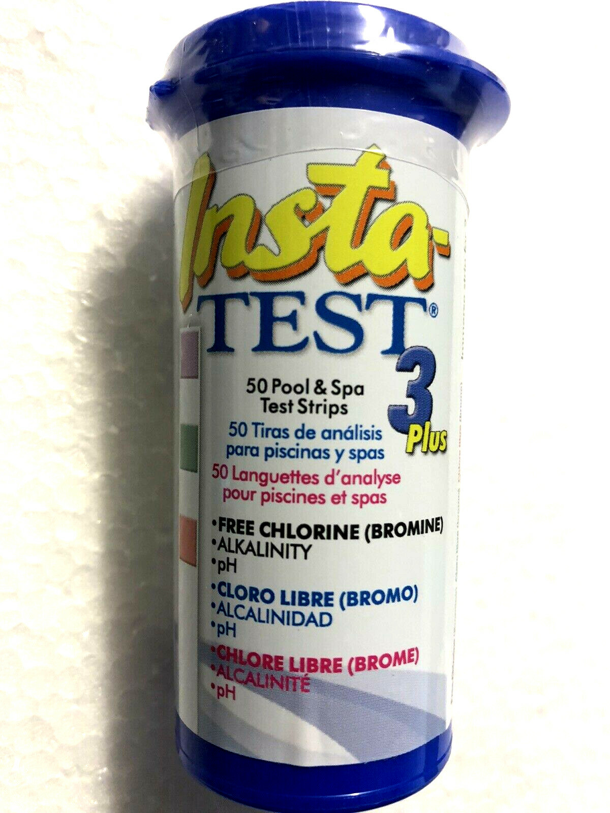 Insta Test 3 Plus Pool & Spa Test Strips 50 Chlorine Bromine PH & Alkalinity
