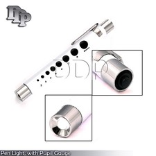 Pen Light, with Pupil Gauge for Nursing Medical White with Reusable
