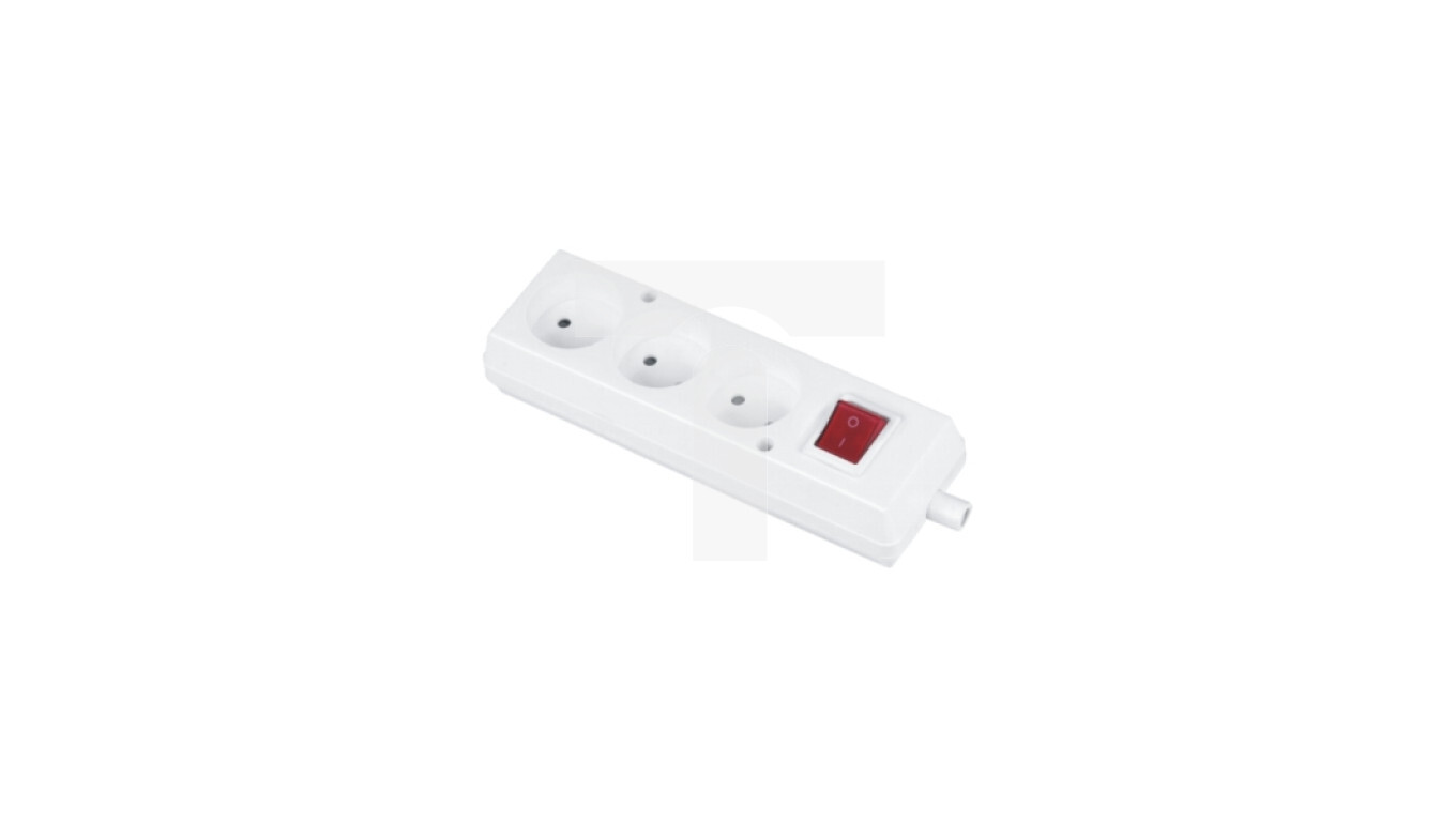 Portable three-way socket 16A 2P 250V with switch white GN-360WS /T2UK