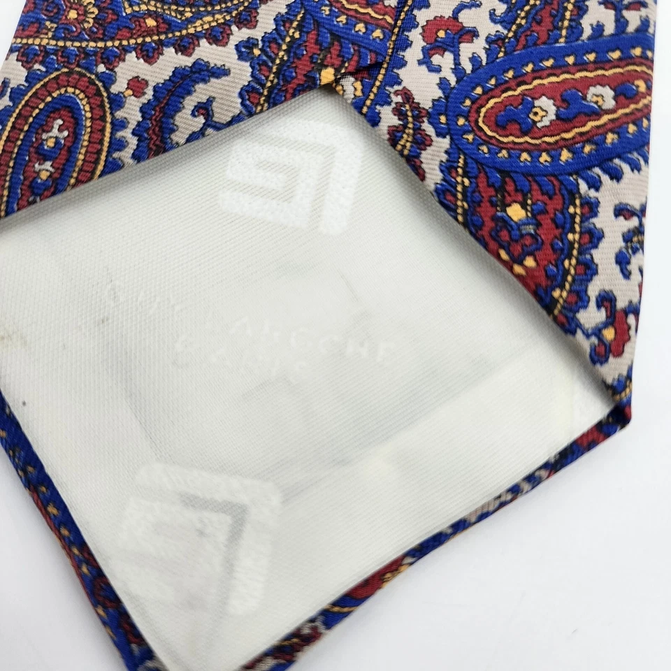 Corbata Guy Laroche Para Hombre Toda Seda Azul Gris Rojo Amarillo Paisley Hecha en EE. UU. DE COLECCIÓN Foto 3 de 4