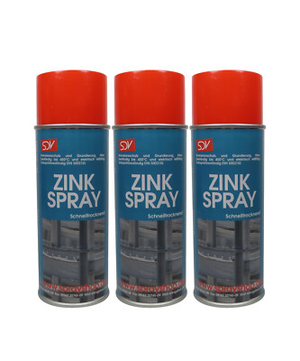 ZINKSPRAY 3x 400ml Zinkstaub Grundierung Rostschutz Zinc Spray Dose Zink Spray