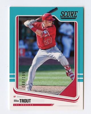 F559 MIKE TROUT 2018 SCORE TEAL PARALLEL 88/199 #1 ANGELS RARE SP