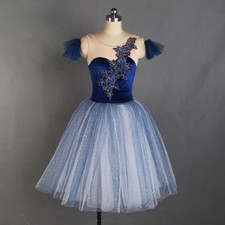 Sparkling Soft Tulle Long Ballet Dance Tutu Girls Performance Leotard Dress