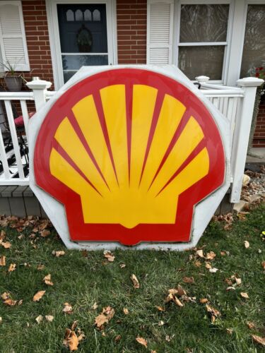 Shell Gas Station Sign All-Original Vintage 64” x 58”