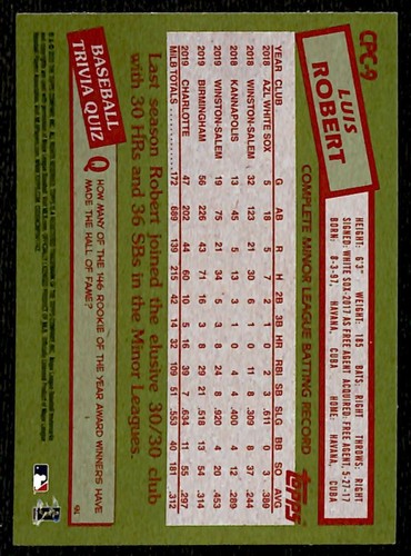 2020 Topps Update Chrome Silver Pack Luis Robert Rookie Chicago White Sox #CPC-9 - Picture 2 of 2
