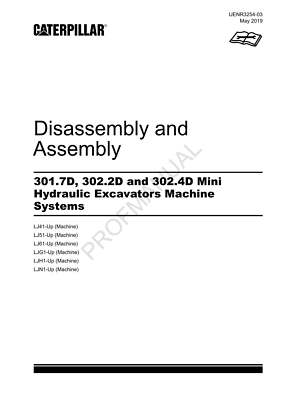 Caterpillar 301.7D 302.2D 302.4D Excavator Service Manual DisassAssem