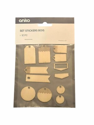 X12 Aufkleber Set Holz ANKO Thema Geschenke und Kugeln Weihnachten Neu