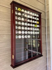 Golf Ball Display Case 108+ Cherry PGA Clubhouse Wall Cabinet Rack Lock Holder
