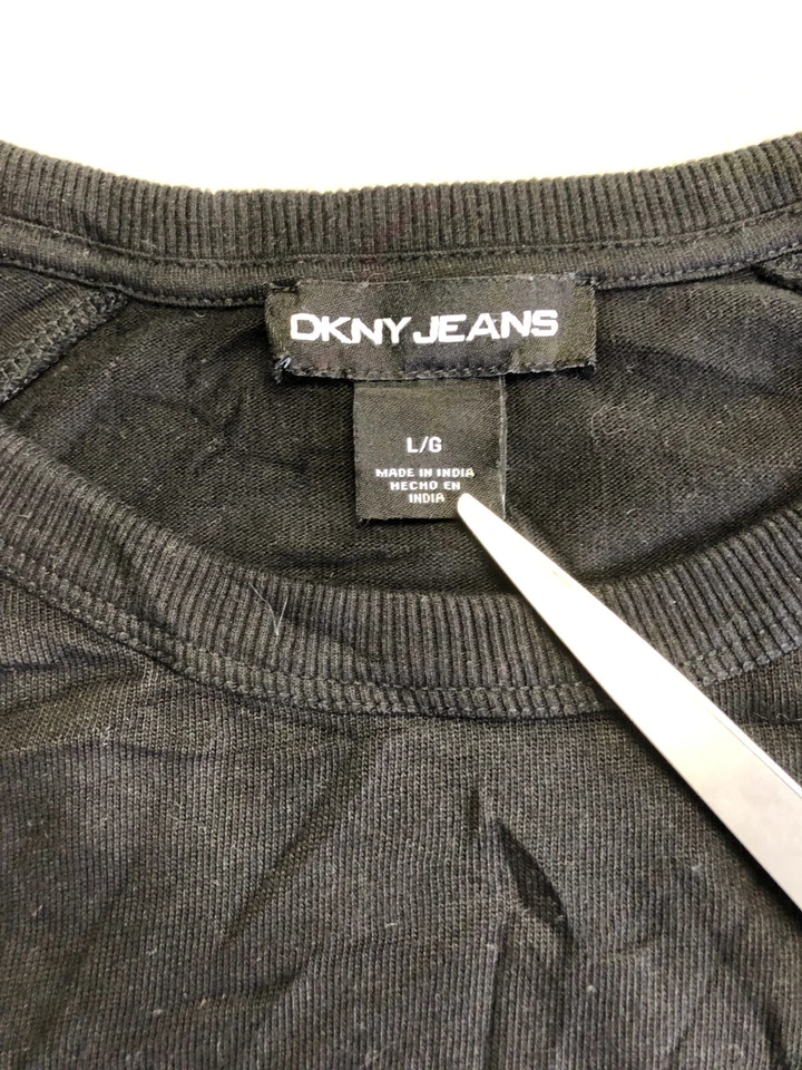 Sudadera DKNY Para Mujer Grande Lentejuelas Logo Negro Tejido Pullover Crew Foto 4 de 4