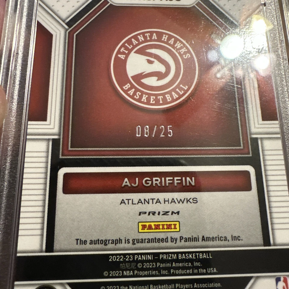 AJ GRIFFIN 2022 PANINI PRIZM Rookie SIGNATURES MOJO Prizm /25 PSA 9 Hawks - Image 4 of 4