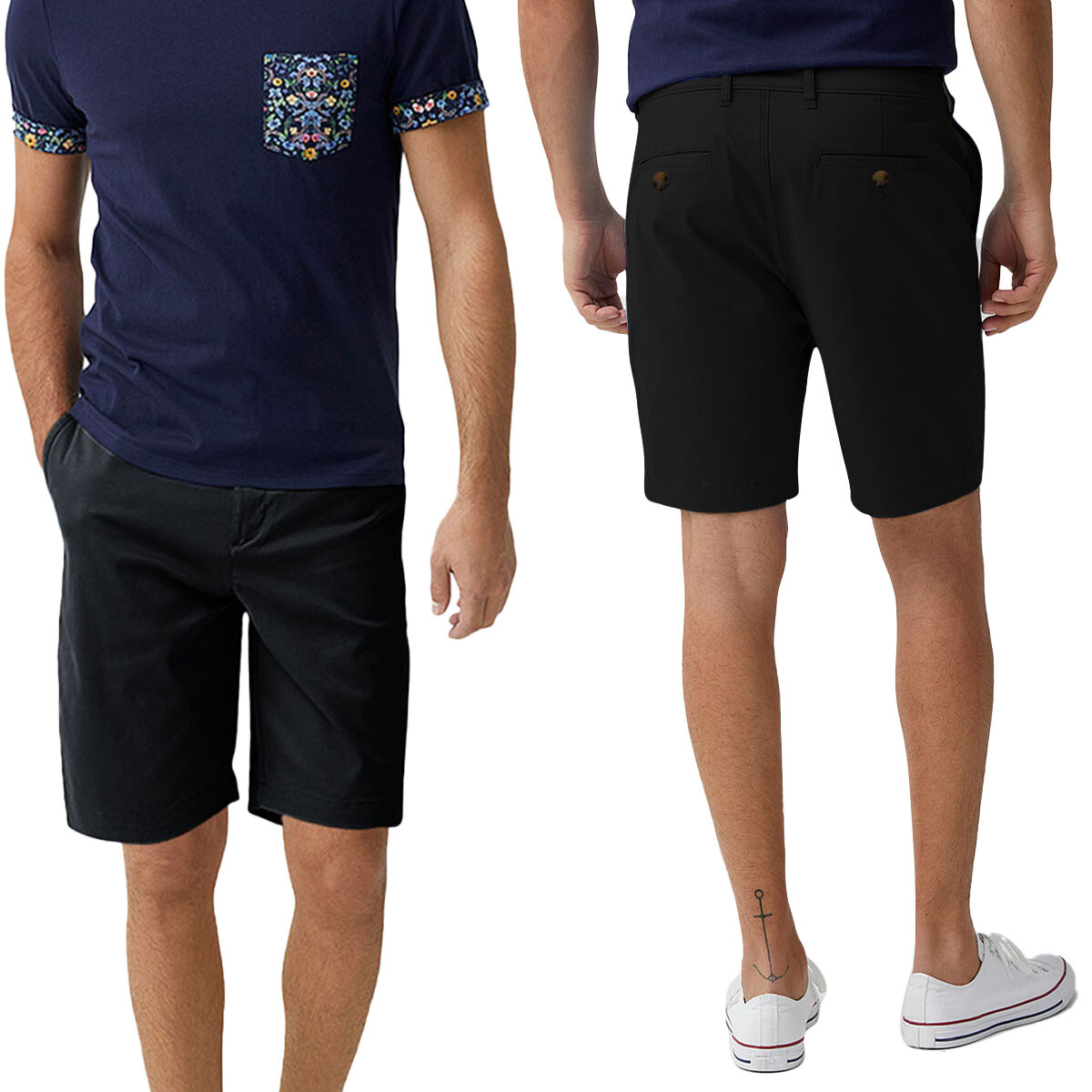 Short Chino Cargo Homme En Coton - Taille W30 à W40, Coupe Standard, Longueur 11 Pouces, Multicolore