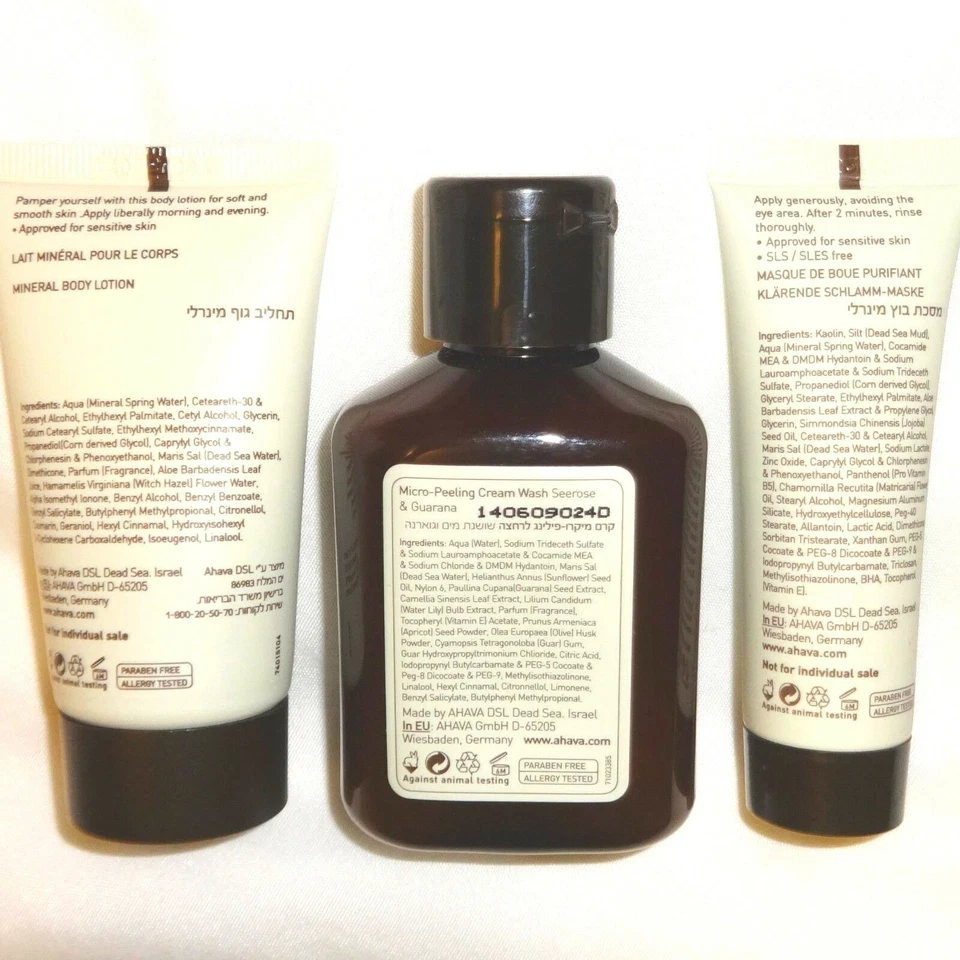 AHAVA 3 Artículos Lote Mascarilla Purificante Barro LOCIÓN CORPORAL MINERAL Micro Exfoliante Crema Lavado Foto 2 de 2
