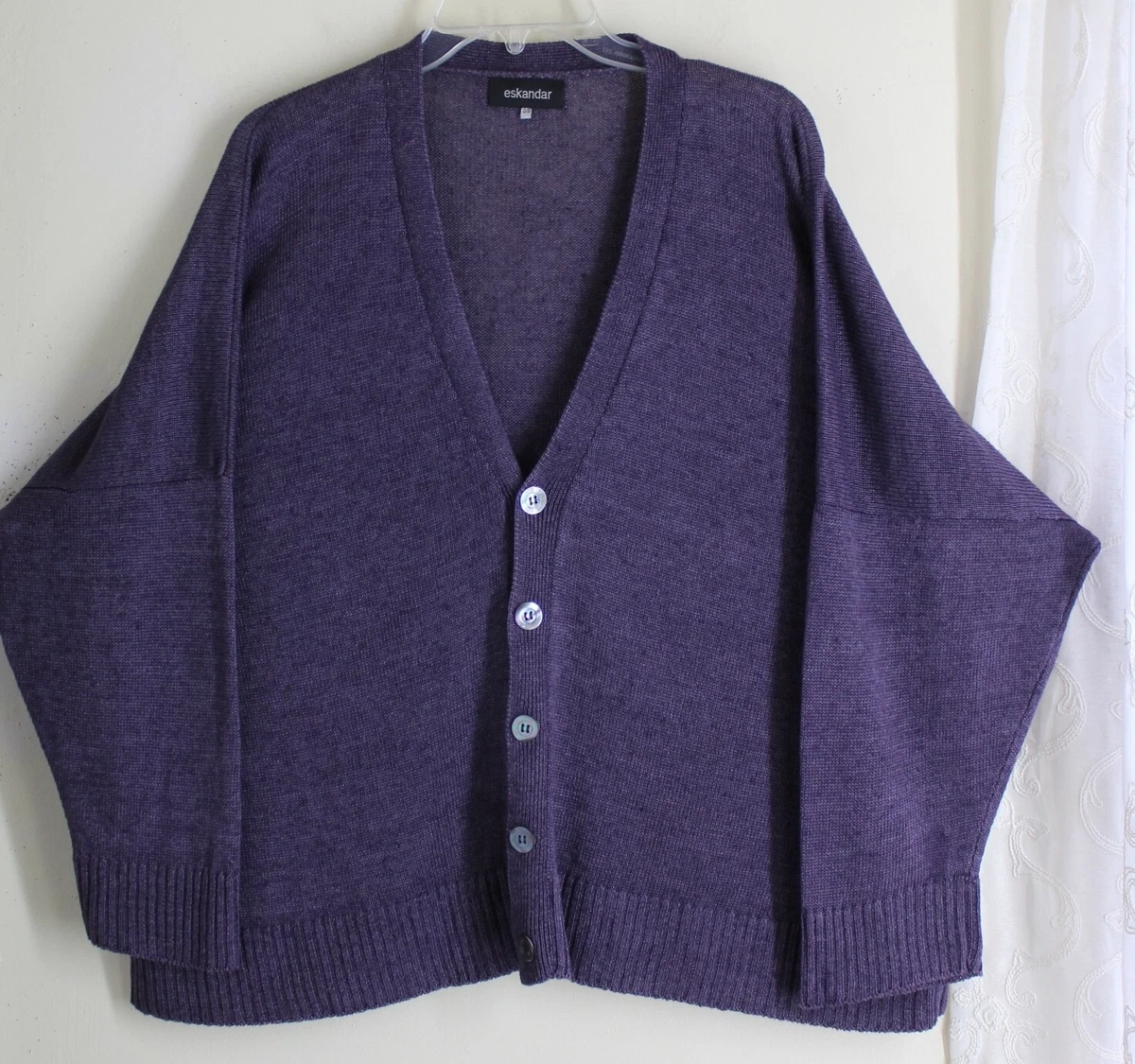New Eskandar 1 O/S Rich Vibrant PUPRLE Gorgeous Linen A-Line Swing Coat
