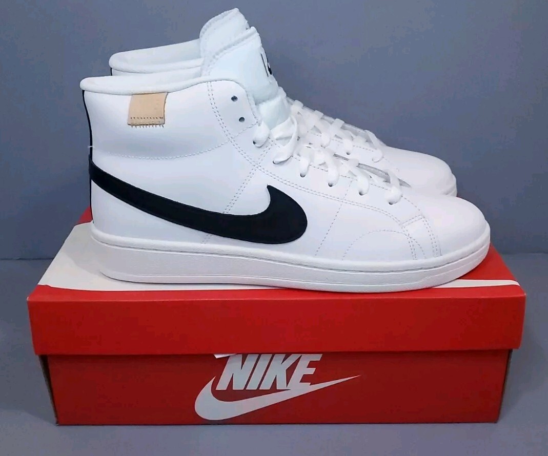 Men's Nike Court Royale 2 Mid Sneakers White/Black Onyx, Size 10, NEW thumbnail 4