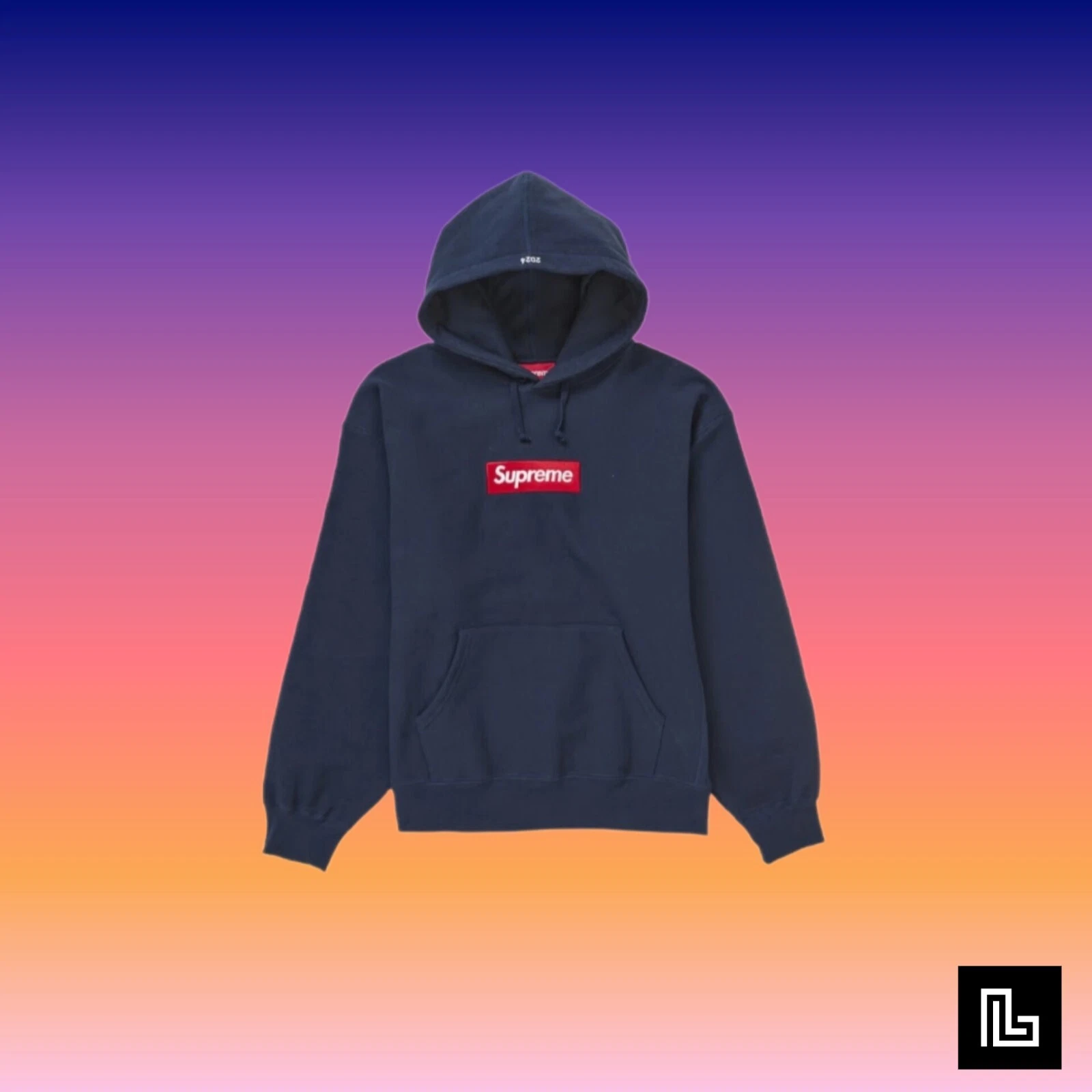 Supreme Box Logo Hoodie Navy FW24 (deadstock) DS