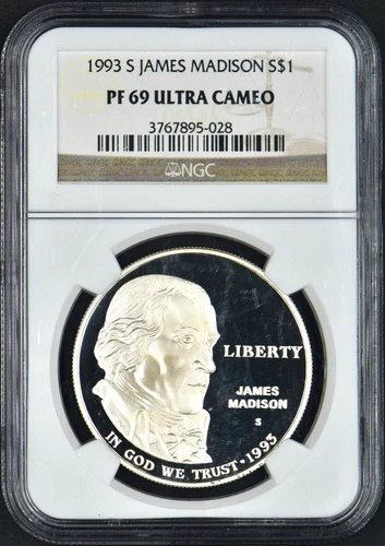 1993-S Silver $1 James Madison Commemorative NGC PF69 Ultra Cameo ✪COINGIANTS✪