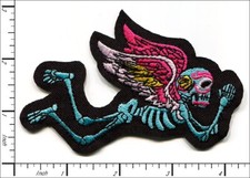 18 Pcs Embroidered Iron on patches Flying Skull 4 1/4" x 3" AP021FL
