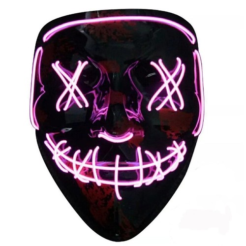 NEW Party Masks Purge Mask Light Up Neon Glow In The Dark Rave Halloween Cospaly - Picture 9 of 37