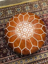 Moroccan Top Quality Aamazing Leather Unstuffed Footstool Genuine Pouffe Square
