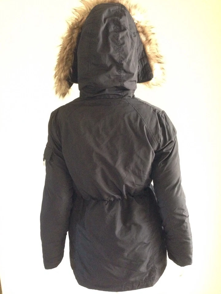 Victoria's Secret S парка искусственного меха воротник черный длинная длина недостаток с капюшоном - Изображение 3 из 4