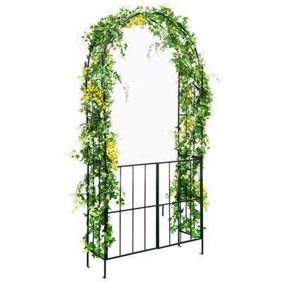 Garden Arch Arbor Trellis with Gate 7.5' Patio Archway Pergola for Wedding