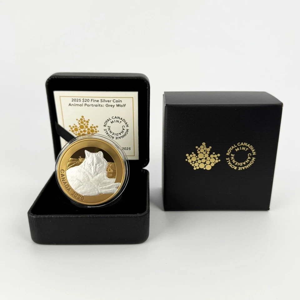 2025 Canada $20 Animal Portraits: Grey Wolf - Fine Silver Coin - Image 2 of 3