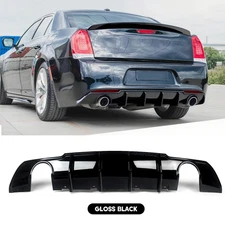 For 2015-23 CHRYSLER 300 SRT Rear Bumper Diffuser Valance Shark Fins Gloss Black