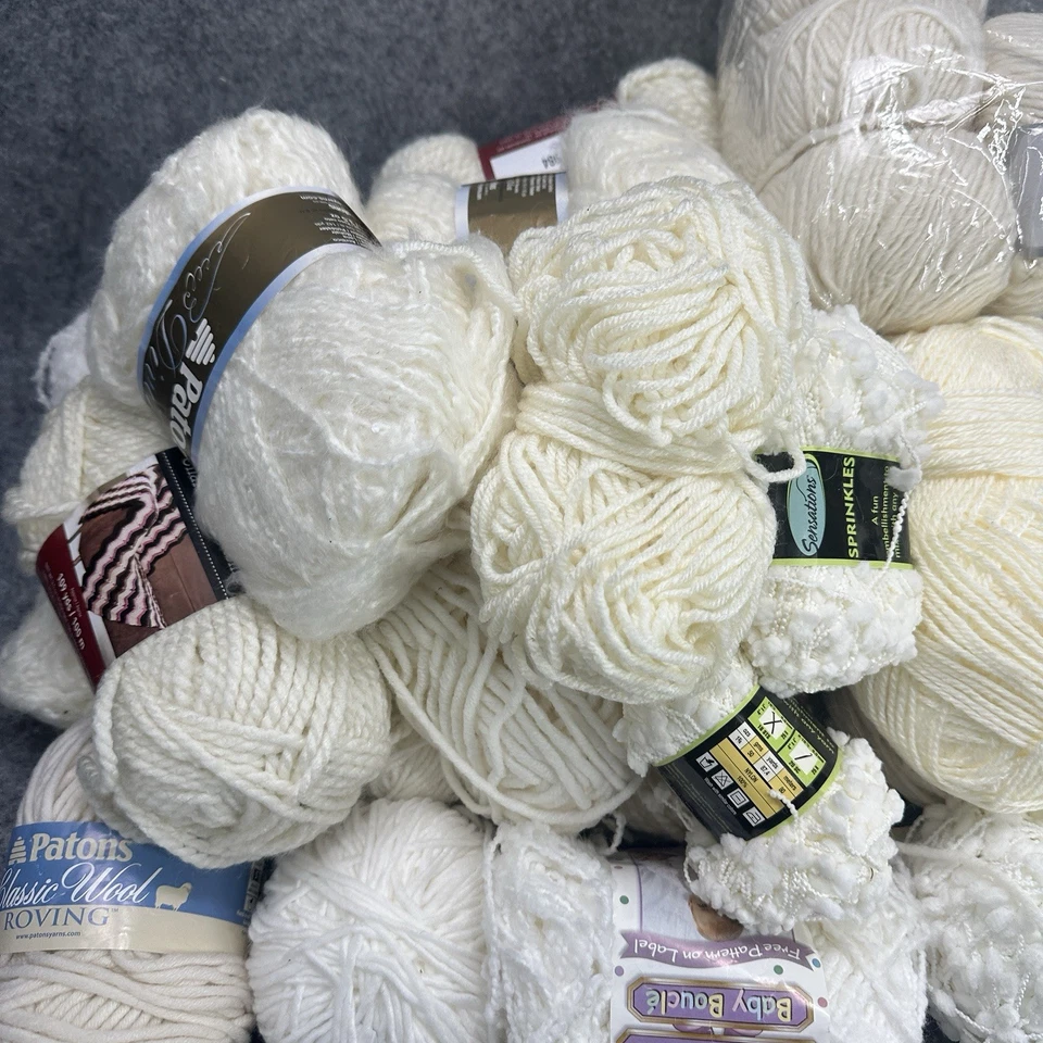 Lote de 24 madejas de hilo bolas e hilo texturizado marfil lana mezcla algodón itinerante Foto 2 de 4