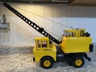 VTG  1960’s Mighty Tonka Clam Crane & Box Pressed Steel Toy~Plastic Wheels VGC