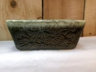 Vintage Hull Pottery F17 USA Green Drip Glaze Footed Floral Pattern Planter