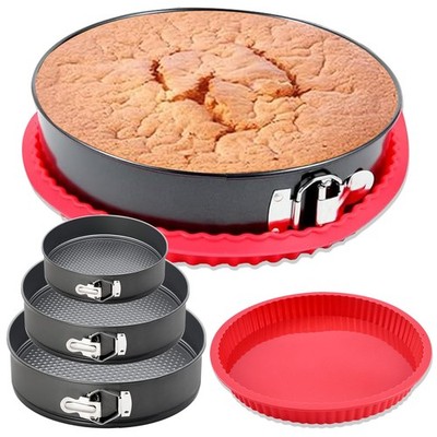 GZMAISULEE Springform Pan Set of 4 Round Cake Baking 4.7/7/8.66 Inch, Black 
