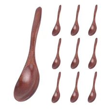 Wooden Spoons, 10 PCS Wood Soup Spoon Set, Long Handle Natural Wood Table2857